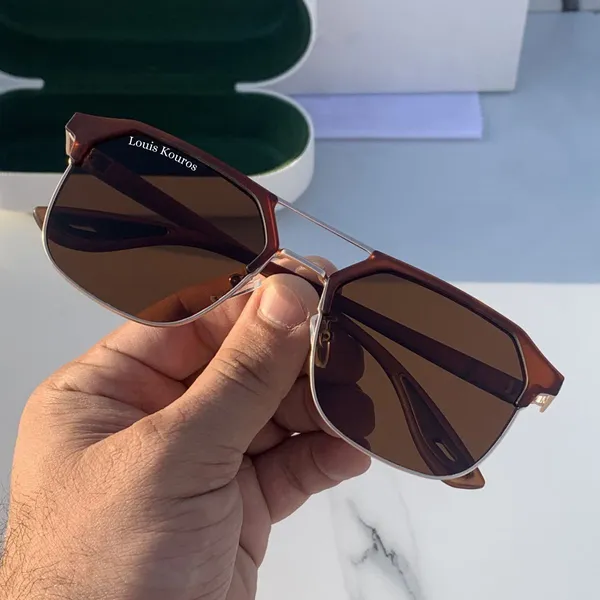 LOUIS_KOUROS__Brown_Milano_Polarized_Lens,_UV_Protection,_Night_Vision,_Rectangular,_Square,_Retro_Square,_Wayfarer_Sunglasses_(55)__(For_Men_&_Women,_Brown)