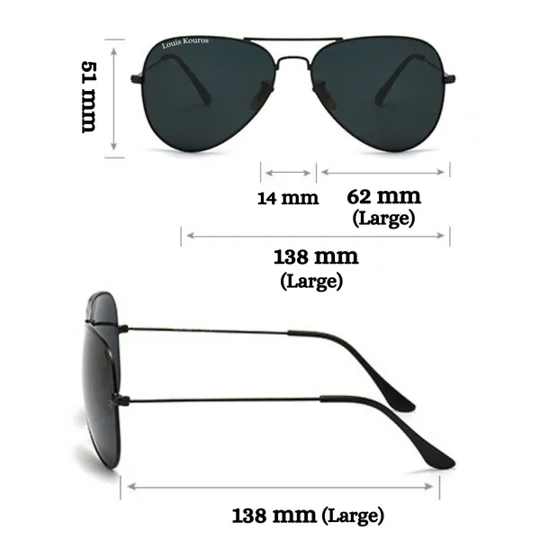 LOUIS_KOUROS__Black_Armstoner_Mirrored(Glass),_UV_Protection,_Toughened_Glass_Lens,_UV_Protection,_Night_Vision,_Aviator_Sunglasses_(62)__(For_Men_&_Women,_Black)