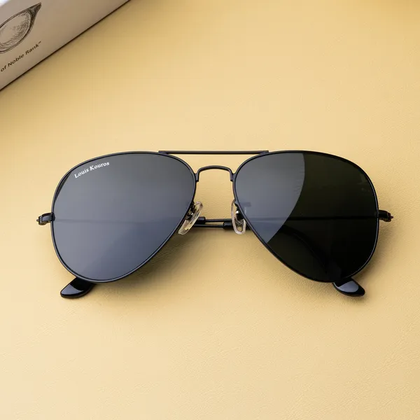LOUIS_KOUROS__Black_Armstoner_Mirrored(Glass),_UV_Protection,_Toughened_Glass_Lens,_UV_Protection,_Night_Vision,_Aviator_Sunglasses_(62)__(For_Men_&_Women,_Black)