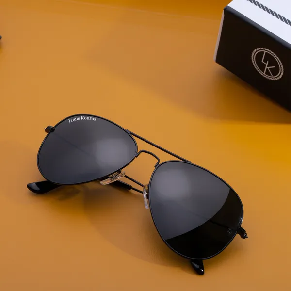 LOUIS_KOUROS__Black_Armstoner_Mirrored(Glass),_UV_Protection,_Toughened_Glass_Lens,_UV_Protection,_Night_Vision,_Aviator_Sunglasses_(62)__(For_Men_&_Women,_Black)