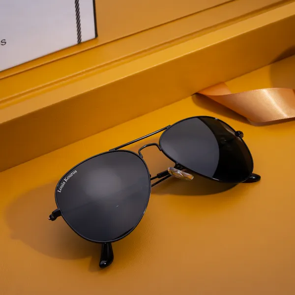 LOUIS_KOUROS__Black_Armstoner_Mirrored(Glass),_UV_Protection,_Toughened_Glass_Lens,_UV_Protection,_Night_Vision,_Aviator_Sunglasses_(62)__(For_Men_&_Women,_Black)