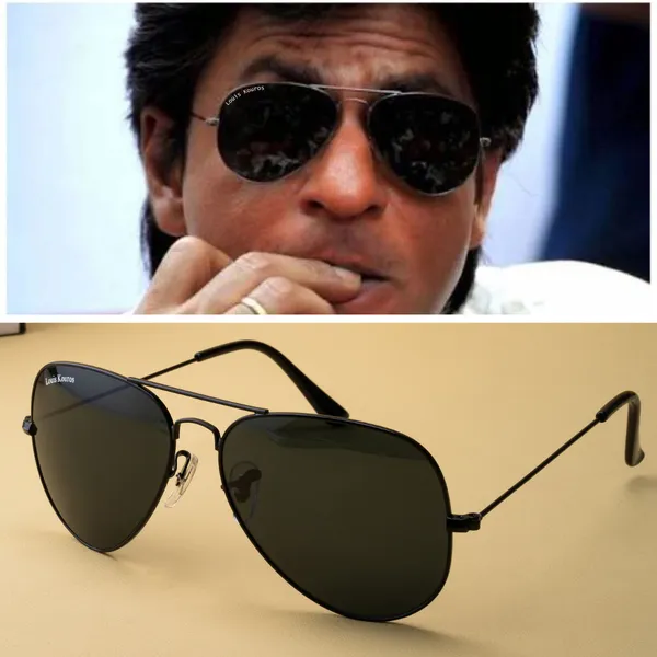 LOUIS_KOUROS__Black_Armstoner_Mirrored(Glass),_UV_Protection,_Toughened_Glass_Lens,_UV_Protection,_Night_Vision,_Aviator_Sunglasses_(62)__(For_Men_&_Women,_Black)