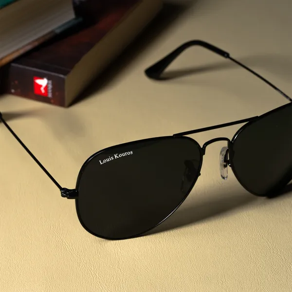 LOUIS_KOUROS__Black_Armstoner_Mirrored(Glass),_UV_Protection,_Toughened_Glass_Lens,_UV_Protection,_Night_Vision,_Aviator_Sunglasses_(62)__(For_Men_&_Women,_Black)