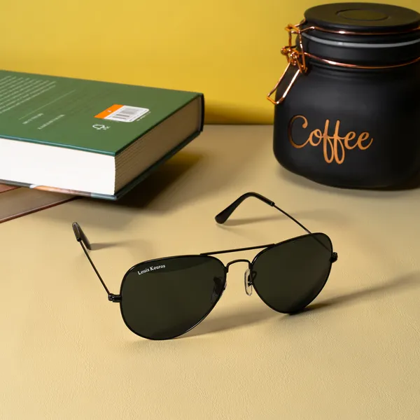 LOUIS_KOUROS__Black_Armstoner_Mirrored(Glass),_UV_Protection,_Toughened_Glass_Lens,_UV_Protection,_Night_Vision,_Aviator_Sunglasses_(62)__(For_Men_&_Women,_Black)