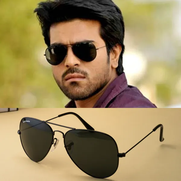 LOUIS_KOUROS__Black_Armstoner_Mirrored(Glass),_UV_Protection,_Toughened_Glass_Lens,_UV_Protection,_Night_Vision,_Aviator_Sunglasses_(62)__(For_Men_&_Women,_Black)