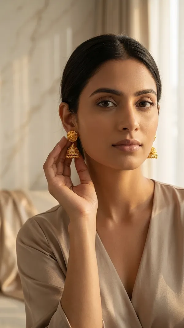 Elegant_Gold-Plated_Textured_Ball_&_Chain_Tassel_Earrings_|_Lightweight_Long_Drop_Earrings_for_Women