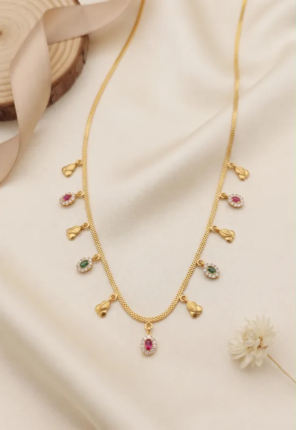 22K_Gold_Plated_Ruby_&_Emerald_Stone_Charm_Necklace_for_Women_|_Premium_Daily_Wear_Party_Necklace_|_Anti_Tarnish_Fashion_Jewellery_Gift_for_Girls