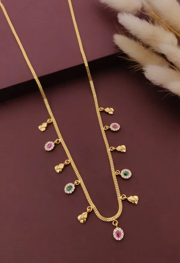 22K_Gold_Plated_Ruby_&_Emerald_Stone_Charm_Necklace_for_Women_|_Premium_Daily_Wear_Party_Necklace_|_Anti_Tarnish_Fashion_Jewellery_Gift_for_Girls