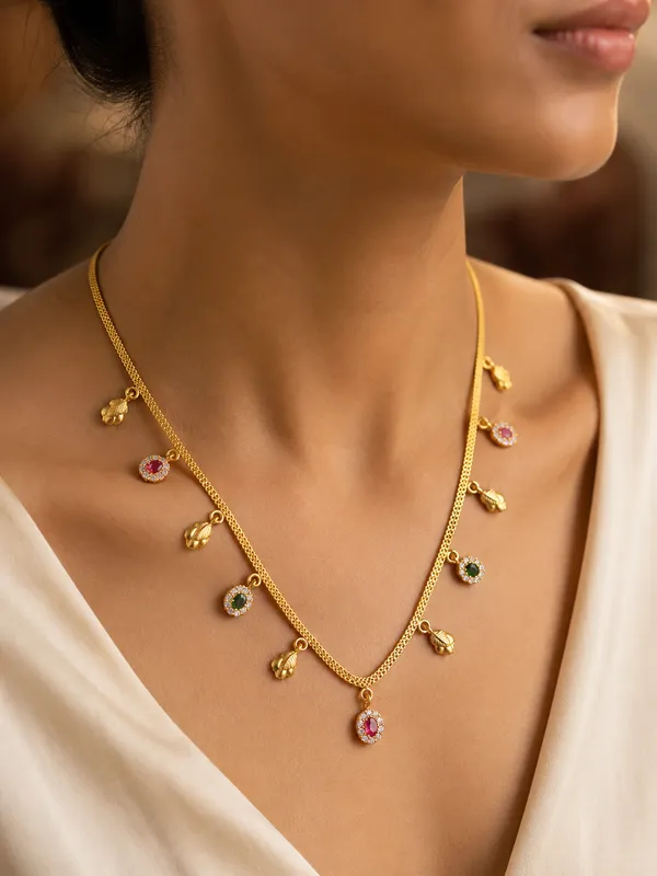 22K_Gold_Plated_Ruby_&_Emerald_Stone_Charm_Necklace_for_Women_|_Premium_Daily_Wear_Party_Necklace_|_Anti_Tarnish_Fashion_Jewellery_Gift_for_Girls