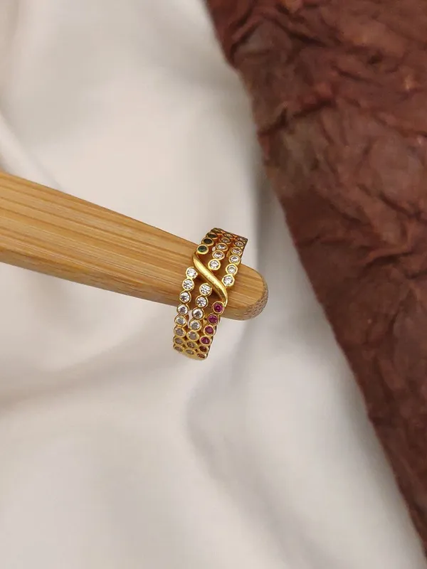 3_Pcs_Of_High_Gold_Plated_Haseen_Adjustable_diamond_rings_For_women