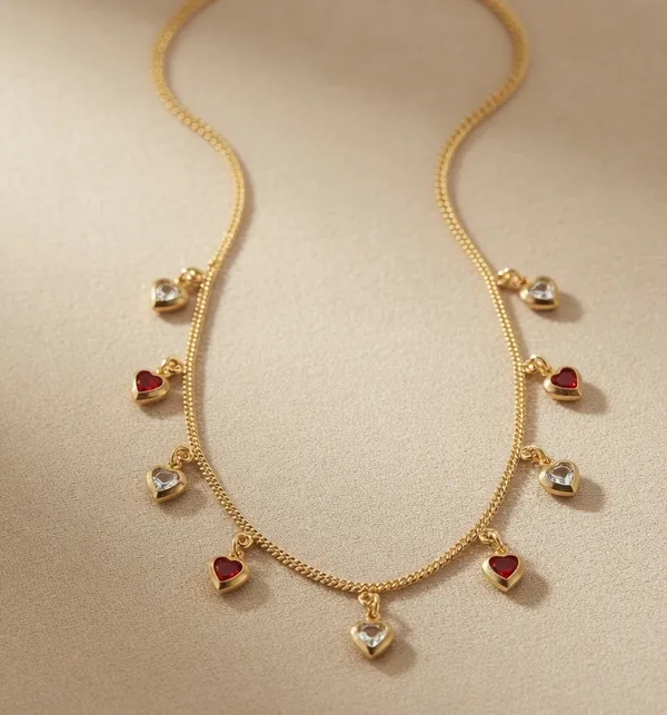 Vihal_Jewellery_Elegant_Gold-Plated_Heart_Charm_Necklace_-_Red_&_White_Stone