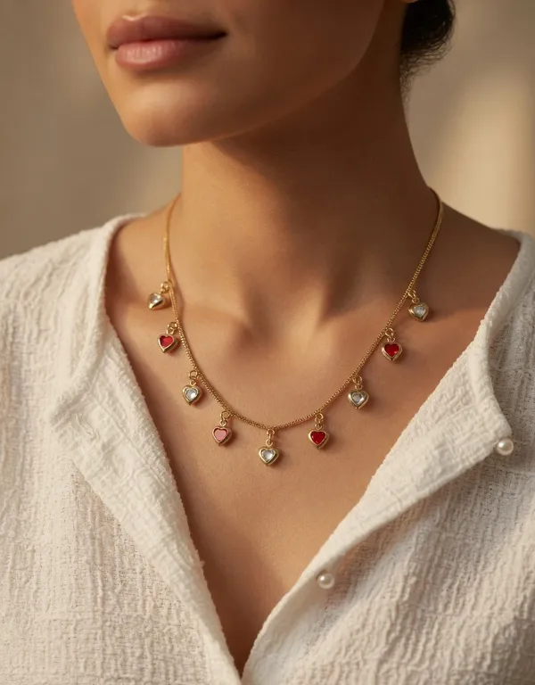 Vihal_Jewellery_Elegant_Gold-Plated_Heart_Charm_Necklace_-_Red_&_White_Stone