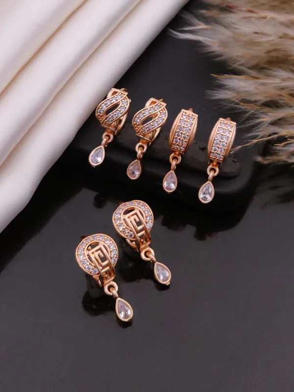 Rose_Gold_plated_Bali_Earrings_combo_of_3_Pairs