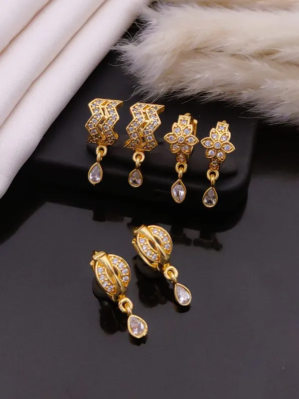 Gold_plated_Bali_Earrings_combo_of_3_Pairs