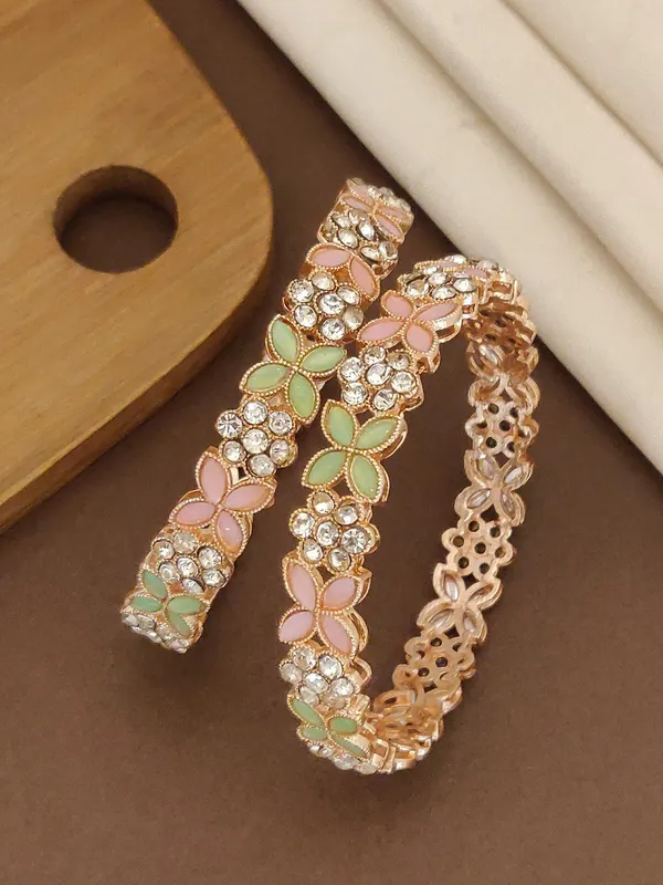 Elegant_Floral_Crystal_&_Enamel_Gold_Plated_Bangles