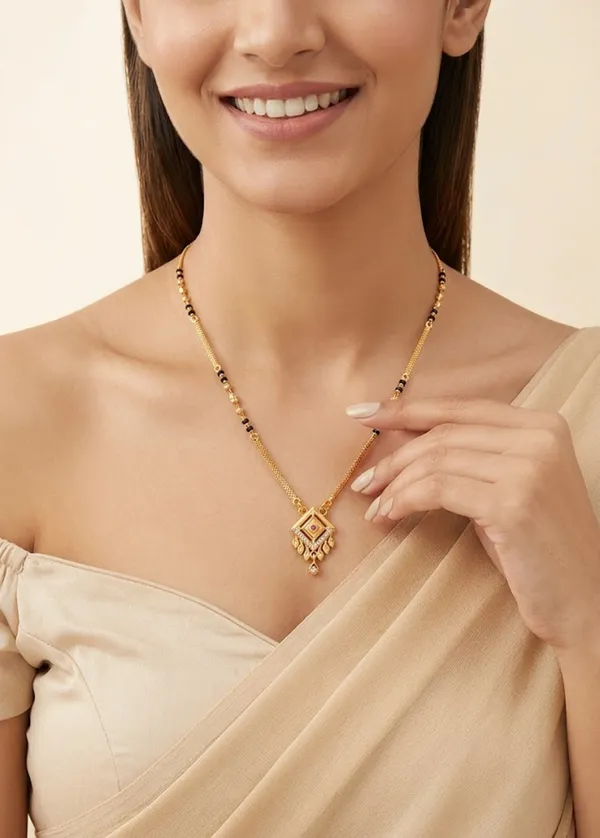 Elegant_Geometric_Square_Pendant_Gold-Plated_Mangalsutra