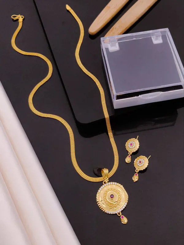Elegant_Gold-Plated_CZ_Pendant_Set_with_Ruby_Accents_and_Dangler_Earrings