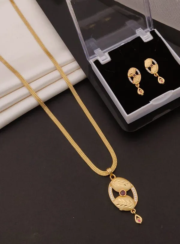Elegant_Gold-Plated_Fish_Design_Pendant_Set_with_Stud_Earrings_|_Daily_Wear/Light_Occasion_Jewelry