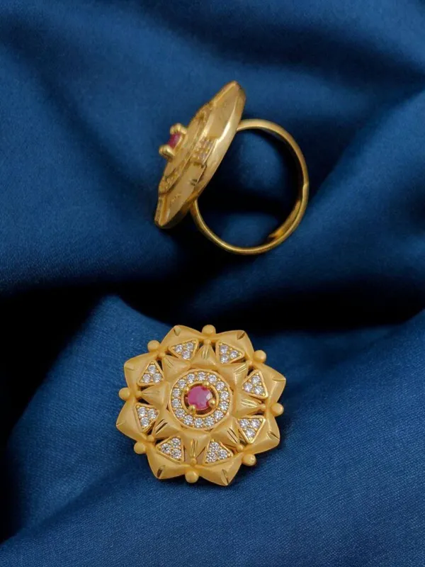 Elegant_Gold_Plated_Floral_Forming_Ring_with_Ruby_and_Cubic_Zirconia
