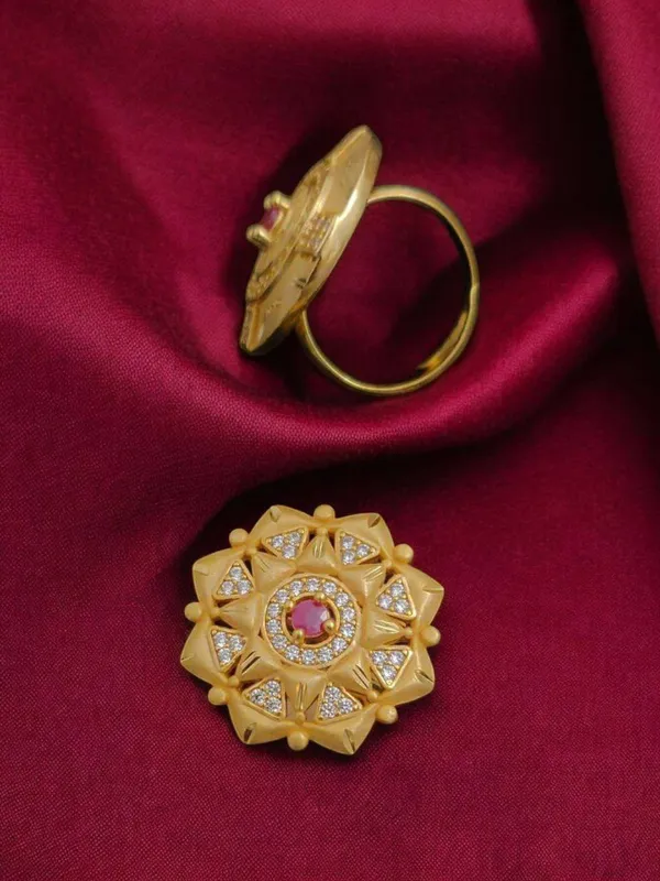 Elegant_Gold_Plated_Floral_Forming_Ring_with_Ruby_and_Cubic_Zirconia