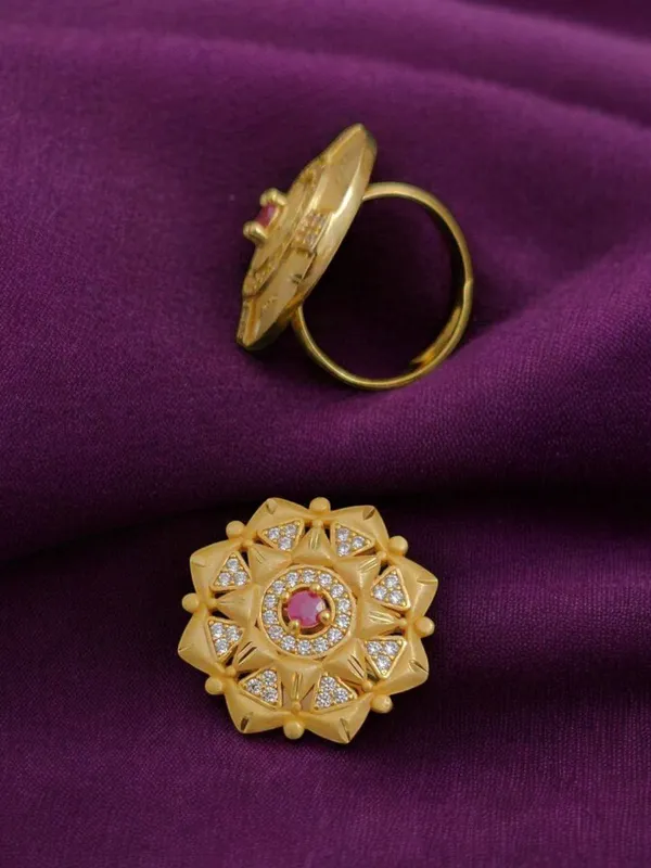 Elegant_Gold_Plated_Floral_Forming_Ring_with_Ruby_and_Cubic_Zirconia