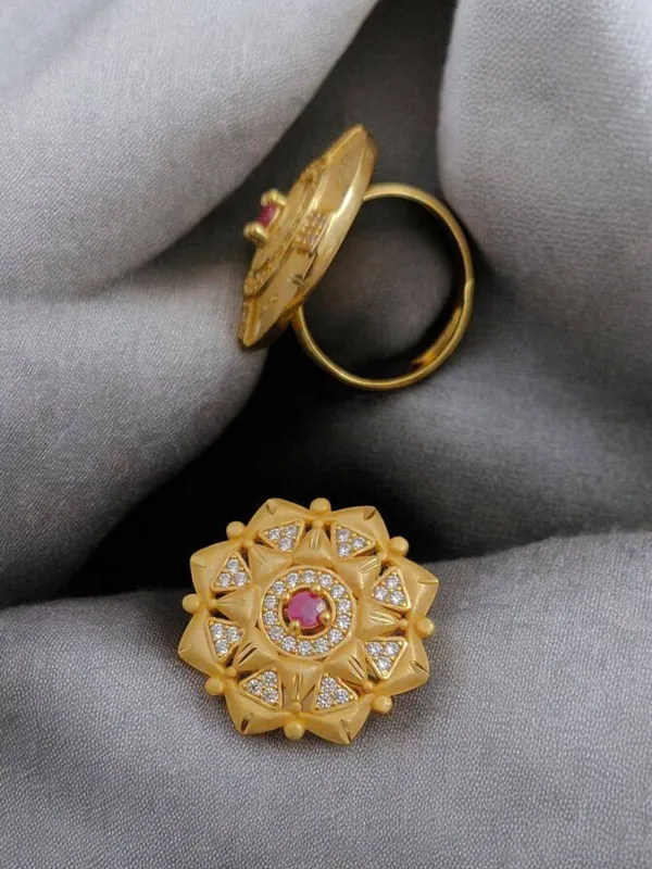 Elegant_Gold_Plated_Floral_Forming_Ring_with_Ruby_and_Cubic_Zirconia