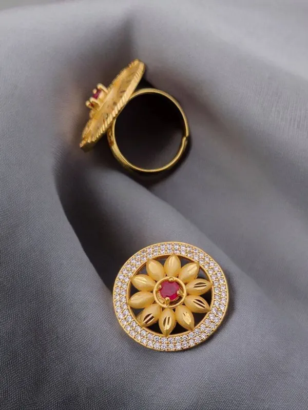 Elegant_Gold_Plated_Free-Size_Floral_Forming_Ring_with_Ruby_and_Cubic_Zirconia