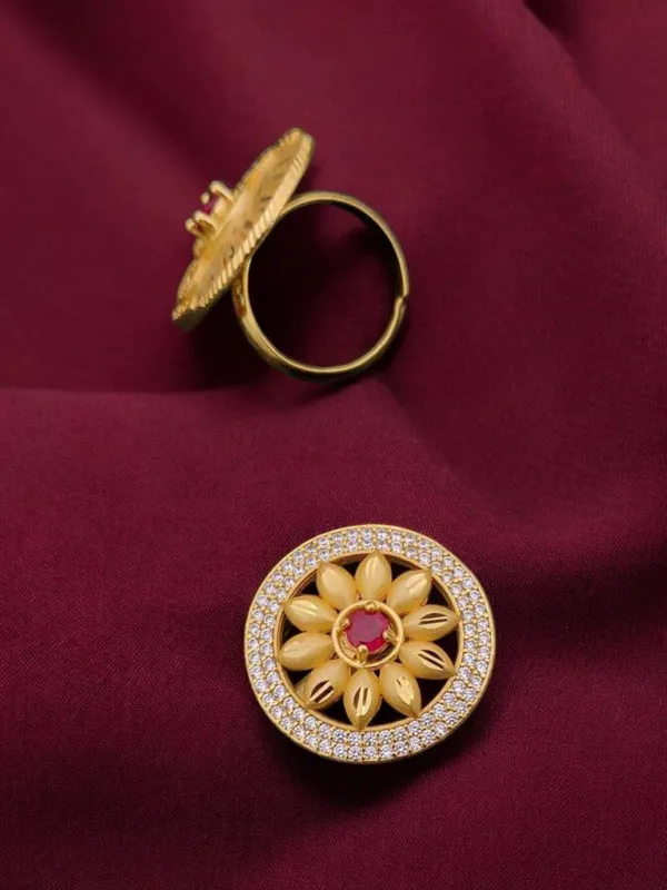 Elegant_Gold_Plated_Free-Size_Floral_Forming_Ring_with_Ruby_and_Cubic_Zirconia
