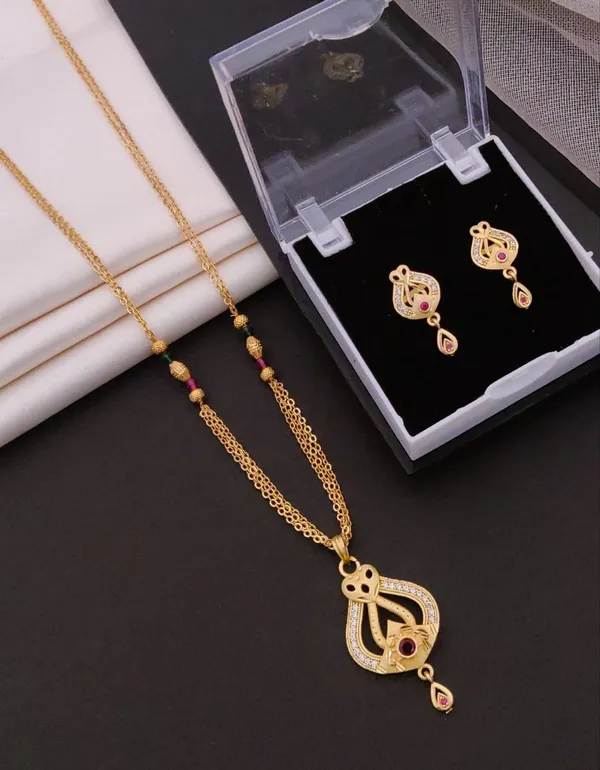 Elegant_Gold_Plated_Teardrop_Pendant_Mangalsutra_Set_with_Ruby_Stone_and_CZ_Accents