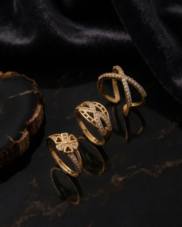 Elegant_Golden_CZ_Open_Ring_Set