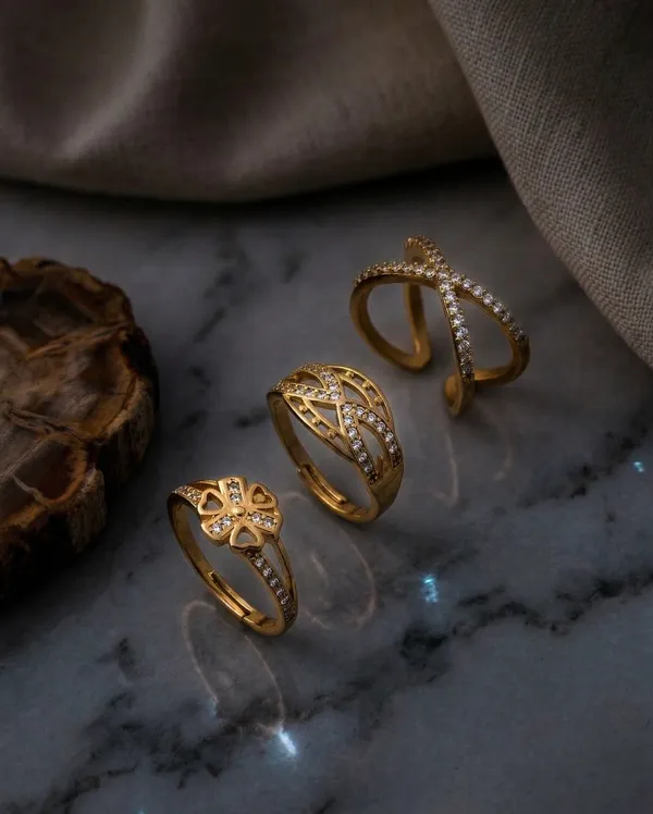 Elegant_Golden_CZ_Open_Ring_Set