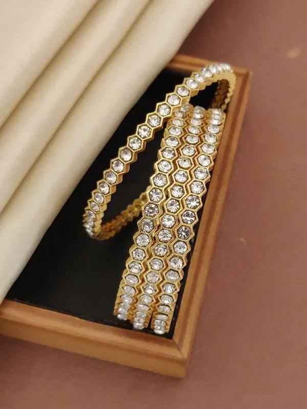 Elegant_Hexagonal_Crystal-Studded_Gold_Plated_Bangles_Set