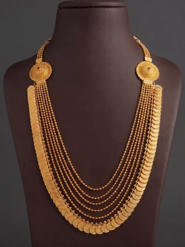 Elegant_Long_Multi-Layered_Golden_Beaded_Mala_with_Coin_Necklace