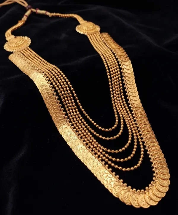 Elegant_Long_Multi-Layered_Golden_Beaded_Mala_with_Coin_Necklace