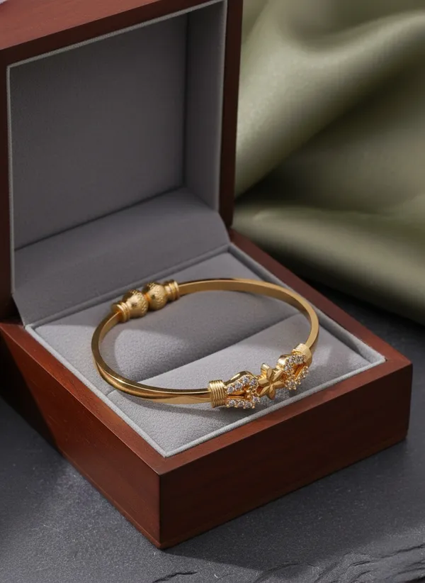 Elegant__Gold-Plated_Floral_Kada_Bracelet_with_Cubic_Zirconia_Accents