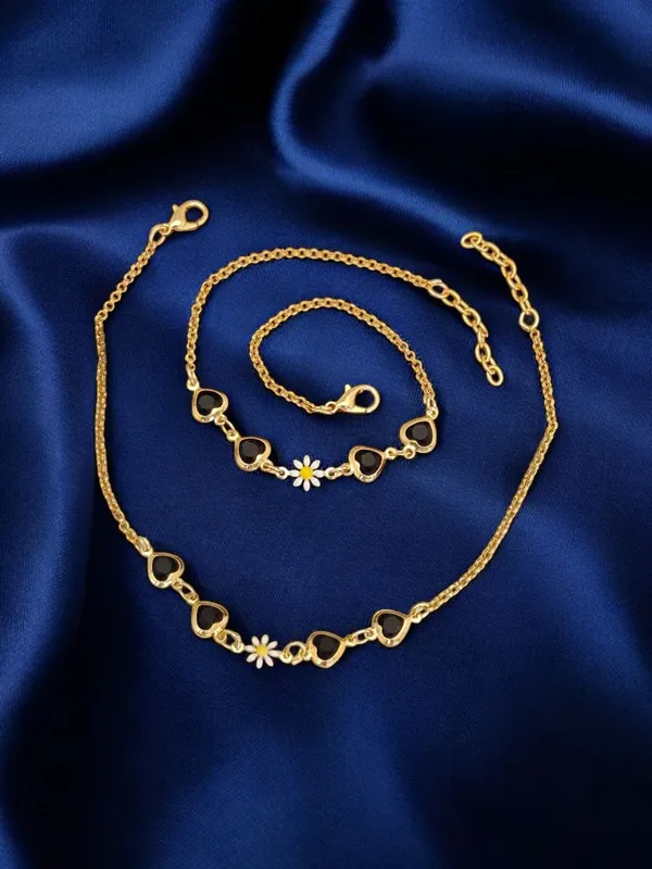 Enchanting_Gold_Anklet_with_Black_Heart_Charms_and_Daisy_Accent