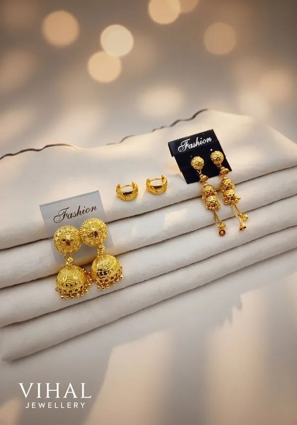 Exquisite_Gold-Plated_Combo_Set_|_Traditional_Jhumkas,_Long_Latkan,_and_Classic_Bali_Earrings