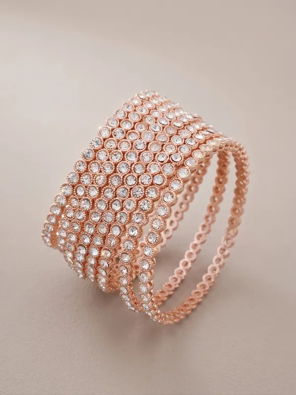 Exquisite_Rose_Gold_Plated_Crystal_Studded_Bangle_Set_(Pack_of_8)