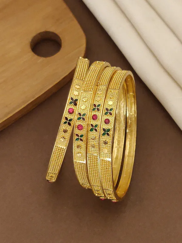 Exquisite_Traditional_Gold_Bangles_with_Enamel_Work