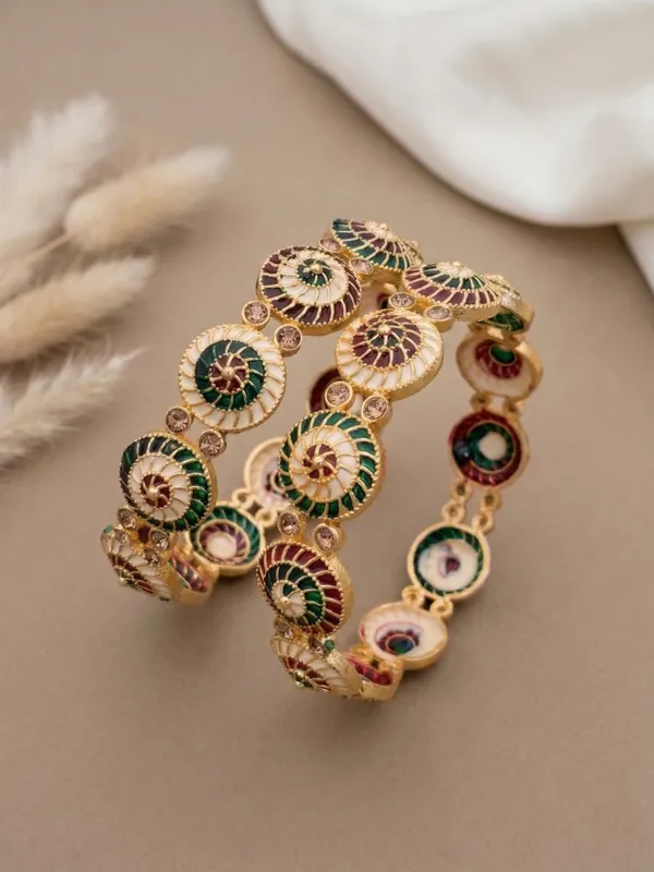 Gold-Plated_Handcrafted_Meenakari_Chakra_Bangles_with_Intricate_Enamel_Work_(Set_of_2)