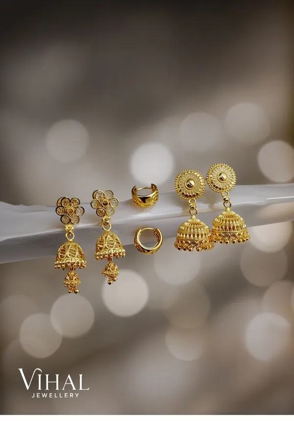 Gold-Plated_3-Pair_Combo_Earring_Set_–_Traditional_Jhumkas_&_Classic_Hoops