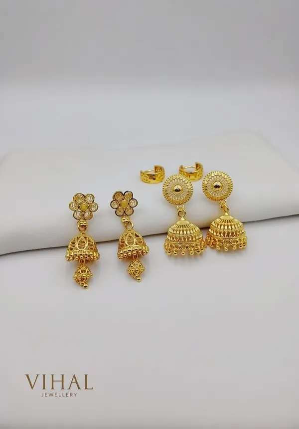 Gold-Plated_3-Pair_Combo_Earring_Set_–_Traditional_Jhumkas_&_Classic_Hoops