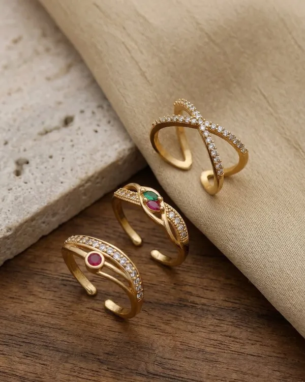 Gold-Plated_Adjustable_Finger_Ring_Combo_–_Set_of_3_Contemporary_Designs