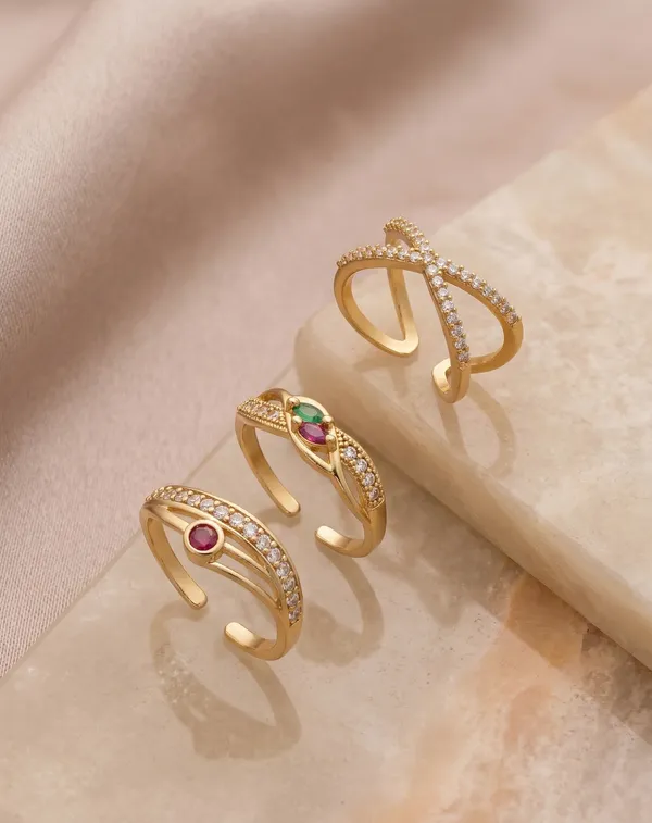 Gold-Plated_Adjustable_Finger_Ring_Combo_–_Set_of_3_Contemporary_Designs