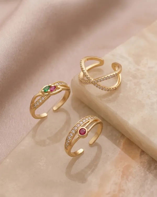 Gold-Plated_Adjustable_Finger_Ring_Combo_–_Set_of_3_Contemporary_Designs