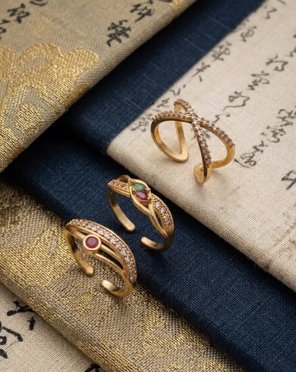 Gold-Plated_Adjustable_Finger_Ring_Combo_–_Set_of_3_Contemporary_Designs
