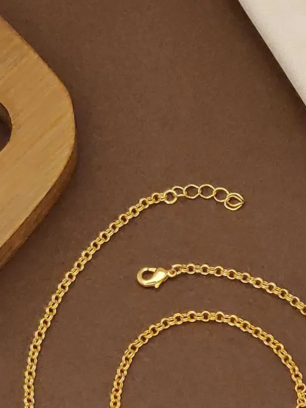 Gold_Plated_Black_heart_and_Blue_Clover_Charm_Anklet_Set_for_Women