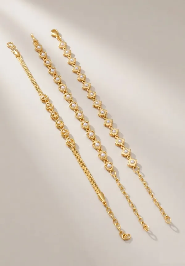 Gold-Plated_Bracelet_Combo_for_Women_|_Elegant_Heart_&_Floral_Pearl_Link_Bracelets_|_Set_of_3_Adjustable_Party_Wear_Bracelets