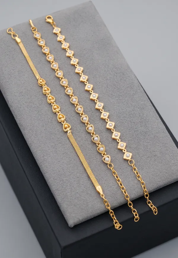 Gold-Plated_Bracelet_Combo_for_Women_|_Elegant_Heart_&_Floral_Pearl_Link_Bracelets_|_Set_of_3_Adjustable_Party_Wear_Bracelets