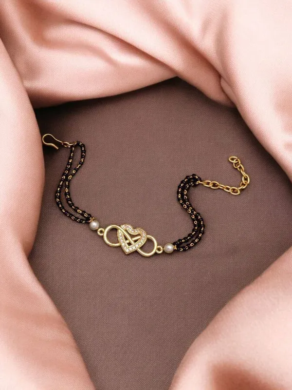 Gold_Plated_Crystal_Heart_Mangalsutra_Bracelet_and_Matching_Chain_Bracelet_Set